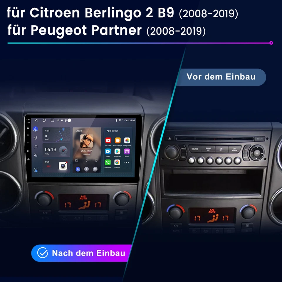 Für Citroen Berlingo B9 Peugeot Partner 2008-2024 4+64G Autoradio V1PRO GPS Navi - Bild 2 von 4