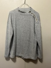 Loft Womens Medium Mock Neck Button Detail Gray Maried Knit Sweater