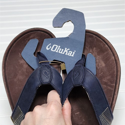 NWT Olukai Tuahine Men's Waterproof Leather Flip Flop Sandals - Picture 6 of 10