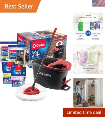 EasyWring Microfiber Spin Mop & Bucket Floor Cleaning System + 2 Extra Mop He...
