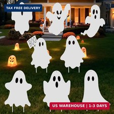 8PCS Halloween Ghost Yard Signs Boo Ghost Outdoor Decor with Stakes Double-Side