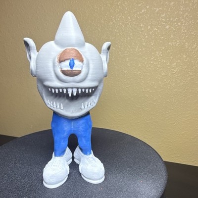 Cyclops Monster Toy Figure Gray and Blue with Large Teeth for Ages 4-11