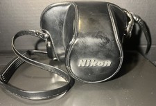Nikon Camera Case Hard Leather Made in Japan w/Film Container Vintage