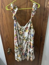 Light Floral Button-Front Sundress in Cream with Multicolor Flowers