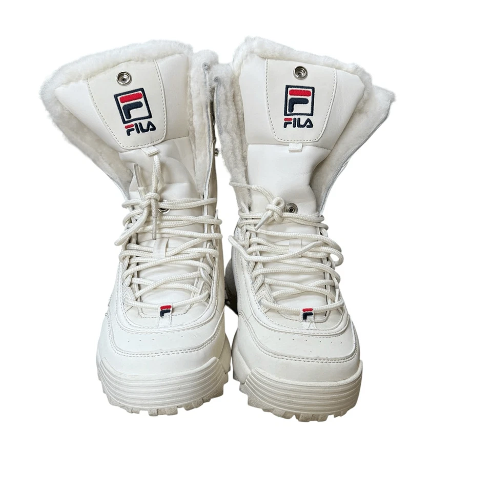 Fila Disruptor Shearling sneaker Boots chunky sole plush faux-fur lining size 10 - Image 3 of 4