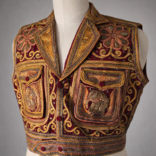 Vintage 1970s Beaded Elephant  Butterfly Vest   Hand-Embroidered India
