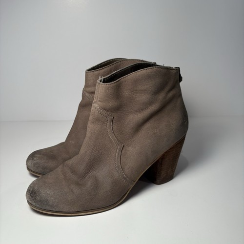 Bp “trott” Western Chunky Leather Taupe Block Heel Wmn’s 9M Bootie