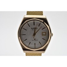Reloj de cuarzo Rado Balboa con fecha para dama tono dorado esfera plateada vintage Japón