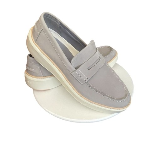 Mocassino Cole Haan uomo GrandPro Topspin grigio scamosciato nabuk penny taglia 10 nuovo senza etichette