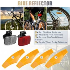 6pcs Bicycle Front Rear Reflector Kit Mountain Rim Reflective Tape Red White