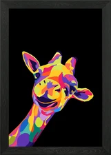 Giraffe Colorful Pop Art Framed Wall Art Poster Canvas Print Picture