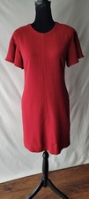 Elie Tahari Women’s Red Sheath Short Sleeve Dress Cocktail Party Medium