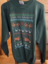 HOLIDAY Dumb  Dumber movie Ugly Xmas Sweatshirt Green Adult M Free Shipping 