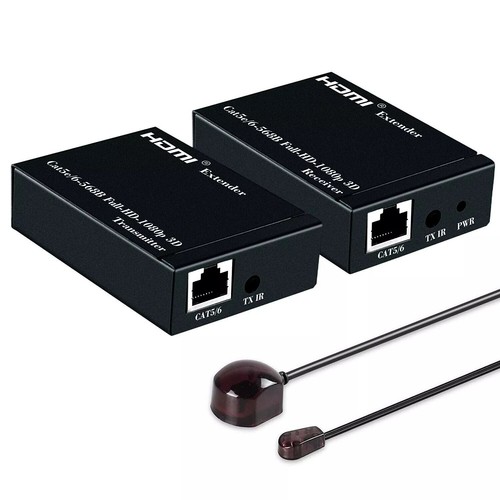 HDMI Network Extender Over Cat5e Cat6 Cable RJ45 1080p IR Repeater Ethernet 3D - Picture 2 of 8