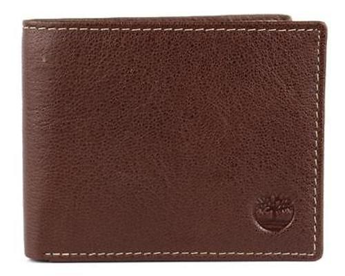 Cartera Bifold Para Hombre Timberland Rodeo Passcase De Cuero Genuino Marrón - Foto 1 di 3