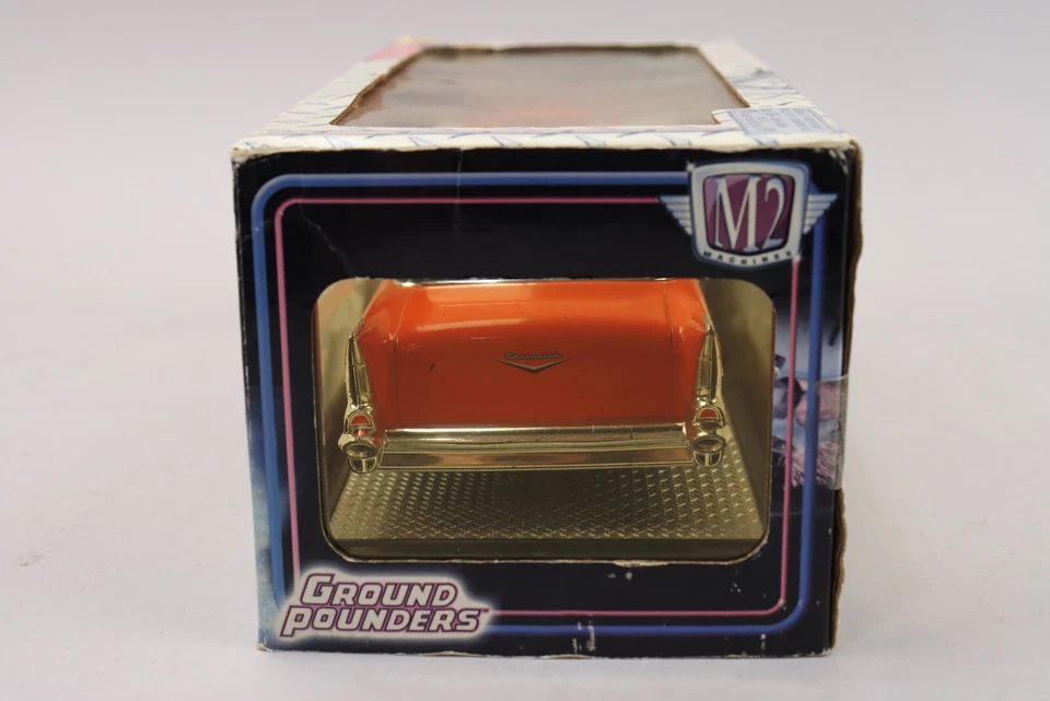 M2 Machines 1/24 Ground Pounders 1957 Orange Chevrolet 150 Diecast Car 12-02 - Image 3 of 4