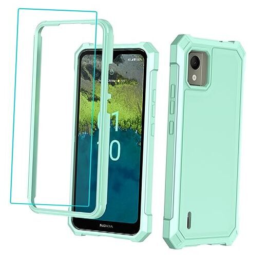 for Nokia C110 Case,Nokia C110 Phone Case with Screen Protector, Front Green