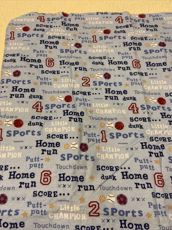 Cobertor de recepção de bebê Circo Sports Balls flanela azul estrela de basquete beisebol - Imagem 3 de 4