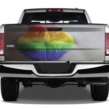 Rainbow Lips Gay Sexy Lesbian Rear Tailgate Graphic Decal Truck Pickup Wrap SUV