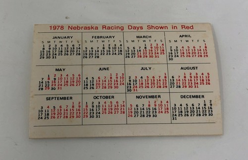 Vintage 1978 Nebraska Thoroughbred Horse Racing Schedule (Mini Card/Calendar) - Picture 3 of 3