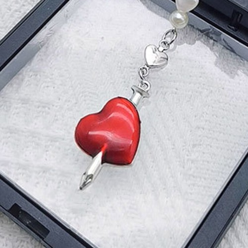 Goth Nail Red Heart Charm Pendant Chain Hanging Decoration for Keys Bag Purse - Zdjęcie 3 z 8