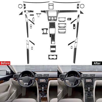 70Pcs Real Carbon Fiber Full Interior Cover Trim Kits For VW Passat NMS B7 12-19