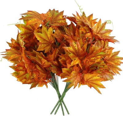 4PCS Fall Artificial Decor Maple Leaves 10 Branches Autumn Leaf 4pc 