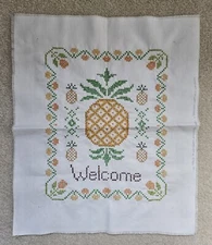 Vintage Cross Stich Welcome Pineapple Finished Artcraft Concepts 1984 #3342