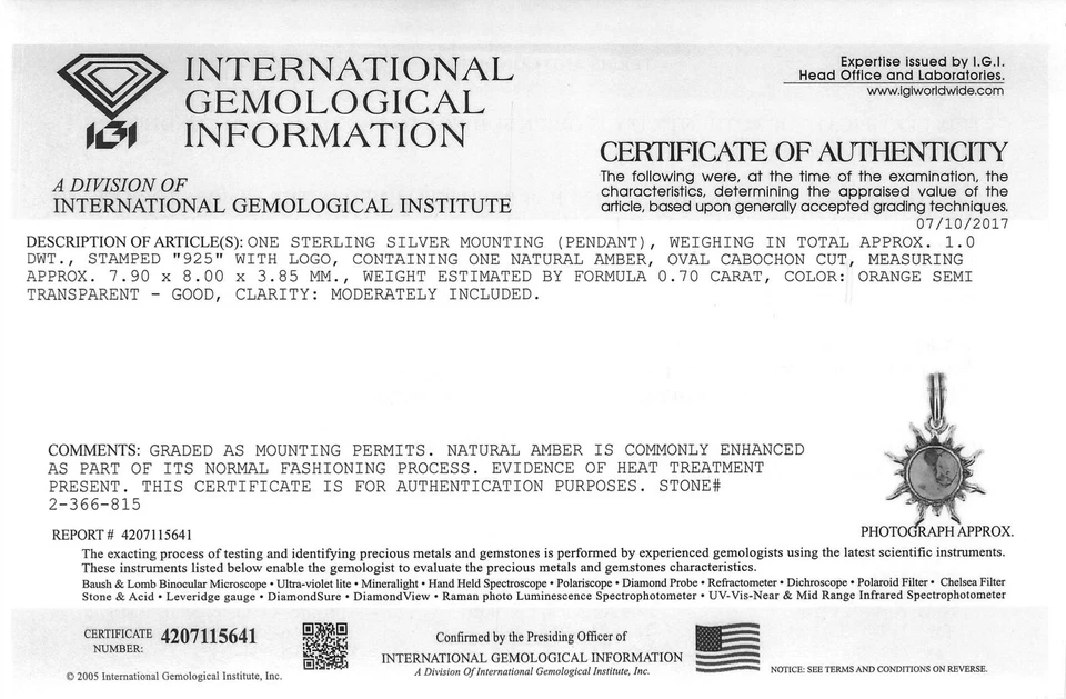 Hermoso colgante pequeño redondo con miel ámbar báltico de plata esterlina 925 maciza Foto 3 de 4