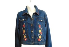 Women's New Identity embroidered denim jean jacket size small/petite