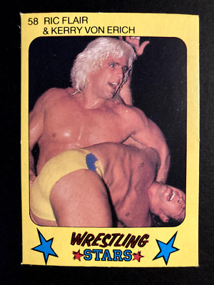 1986 Monty Gum Super Wrestling Stars #58 Ric flair & Kerry Von Erich /White Back