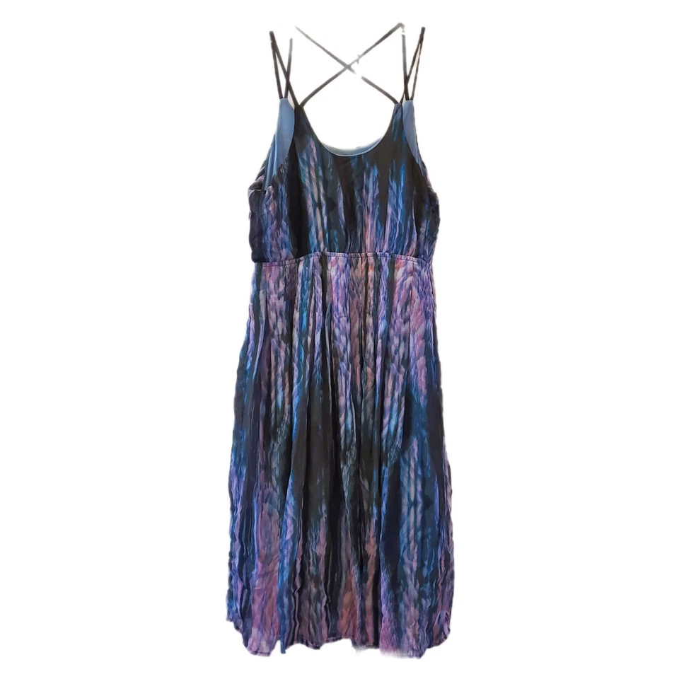 Vestido Freebird Azul Acuarela Diseño Solero Verano Mujer Talla S Fluido Forrado  Foto 2 de 4