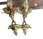 Coro Crystal Drop Clip On Earrings Gold Tone Wedding Chandelier Dangle Vtg — photo 2
