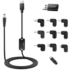 FARSENSE USB C to DC Adapter,Barrel PD Trigger Cable(3.3Ft) with 10 Connector Ti