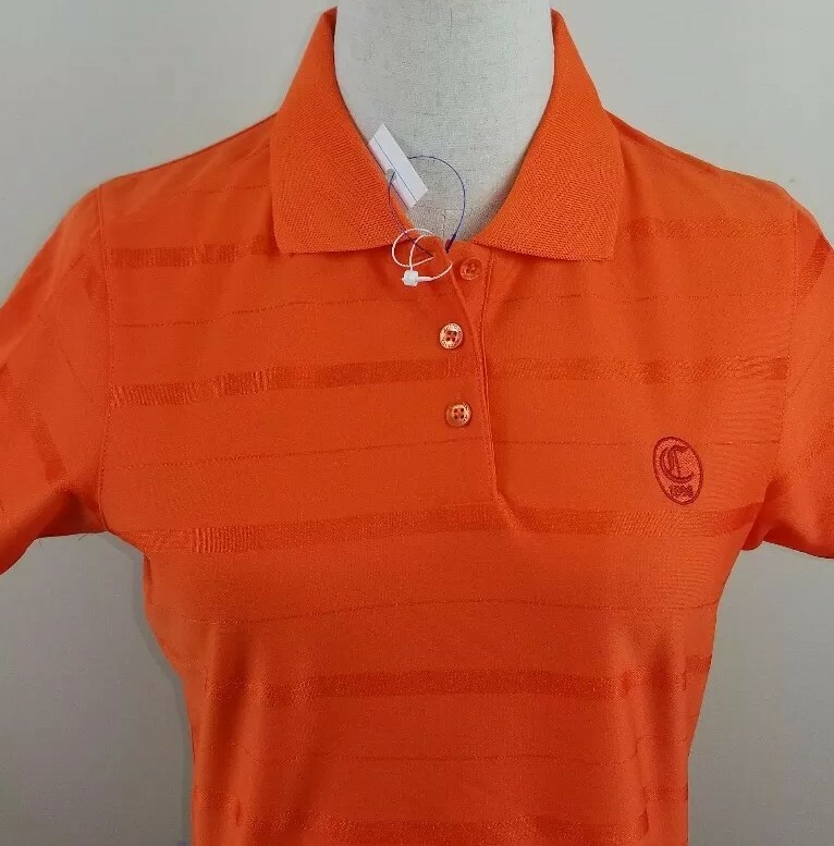 ANTIGUA Golf Polo Shirt, Womens Sz S, Orange, Stripe, Short Sleeve, Stretch, NEW thumbnail 3