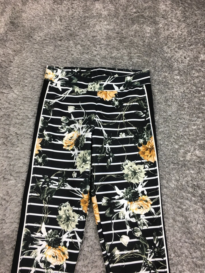 Pantalones Legging Tono Mujer Talla Pequeña Negros Florales Elastizados Ajustados Tobillo Rayas Foto 2 de 4