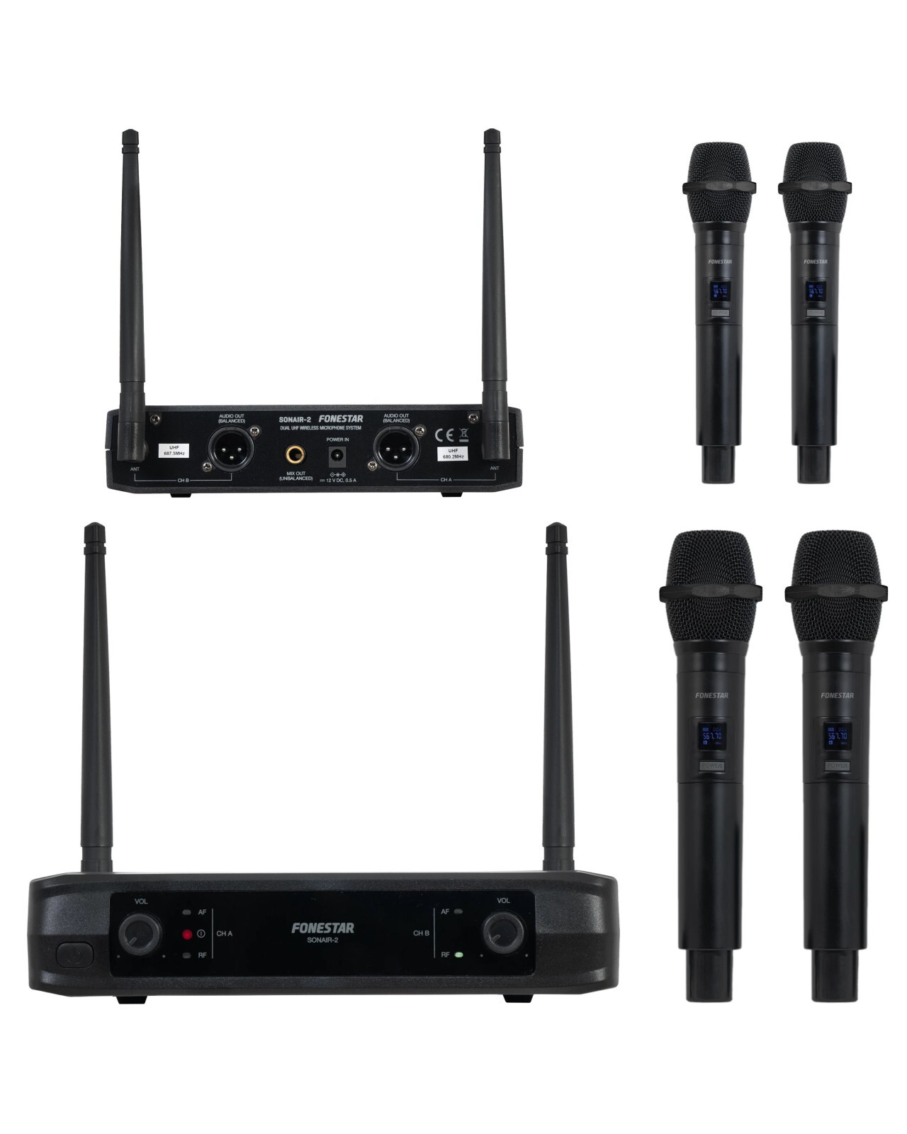 Microphone sans fil double UHF avec micro à main haute sensibilité pour chanter au karaoké sans bruit
