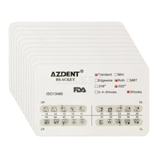 10Pack Dental Orthodontic Metal Brackets Braces Standard Roth Slot.022 Hooks 3