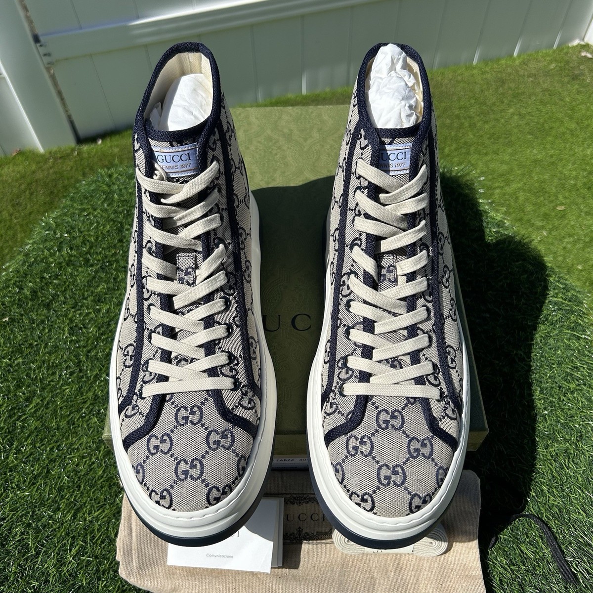 COPY - Size 11 GUCCI 77 HIGHTOPS Gucci Tennis 1977 High Top Sneaker Blue – archangelauthentics main image 2