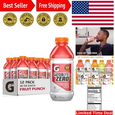 Gatorlyte Zero Fruit Punch Electrolyte Drink - 12x20 fl oz for Rapid Hydration