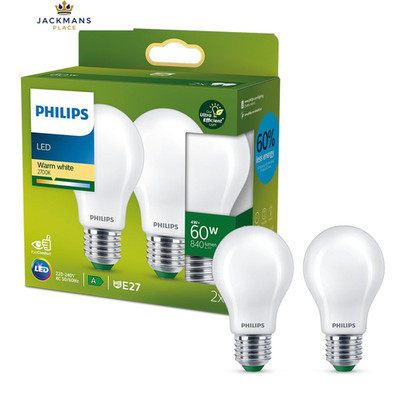 PHILIPS Ultra Efficient - Energiesparleuchten, LED 2 2er Pack, warmweiß