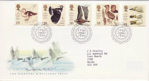 GB Stamps First Day Cover Wildfowl & Wetlands Trusts, birds, charity SHS 1996