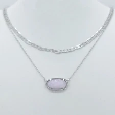 Kendra Scott Elisa Multi Strand Silver Pendant Necklace In Lilac Opal