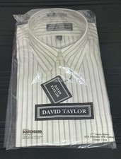 NEW David Taylor Men  s XXL Size 17 Short sleeve Stripe Dress Shirt FREE SHIPPING