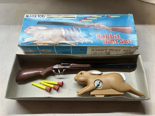 VTG Marx Mechanical Rabbit Hunt Set In Original Retail Box WORKS