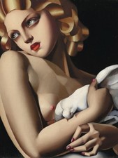 Dipinto olio su tela firmato Tamara de Lempicka 16x24 in Art Decò...