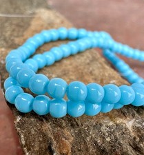 Blue Turquoise Czech Glass Beads 3mm Round 50 Druk