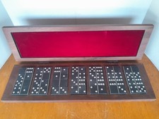 Double Six Set of Aluminium Dominoes - 28 Machined Dominoes w Wooden Velvet Case