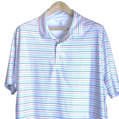 Hickey Freeman Golf Mens XXL Polo Shirt Striped Performance Stretch Multi-Color