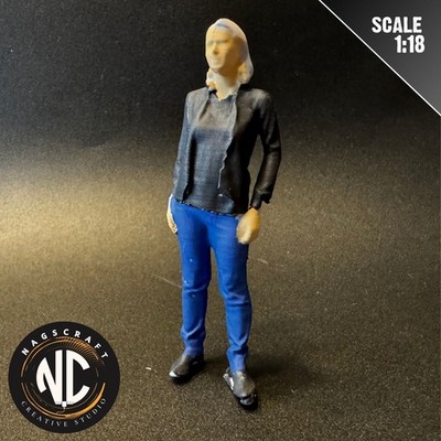 1:18 Scale Miniature Figure or Woman in Leather Jacket Model Diorama Nagscraft